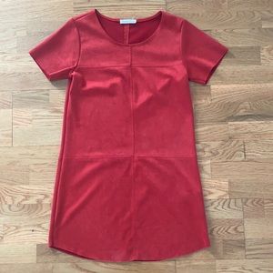 Red Suede-like Material Dress